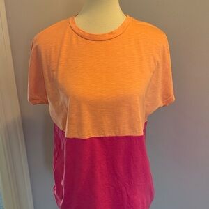Marine Layer Orange and Pink Colorblock Tee